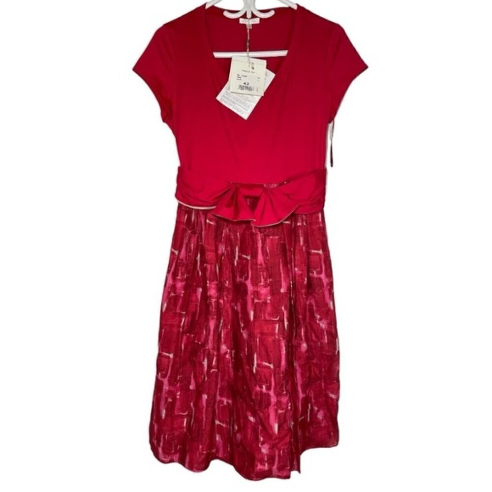 NWT Paule Ka Paris Red Silk Bow Dress size 42